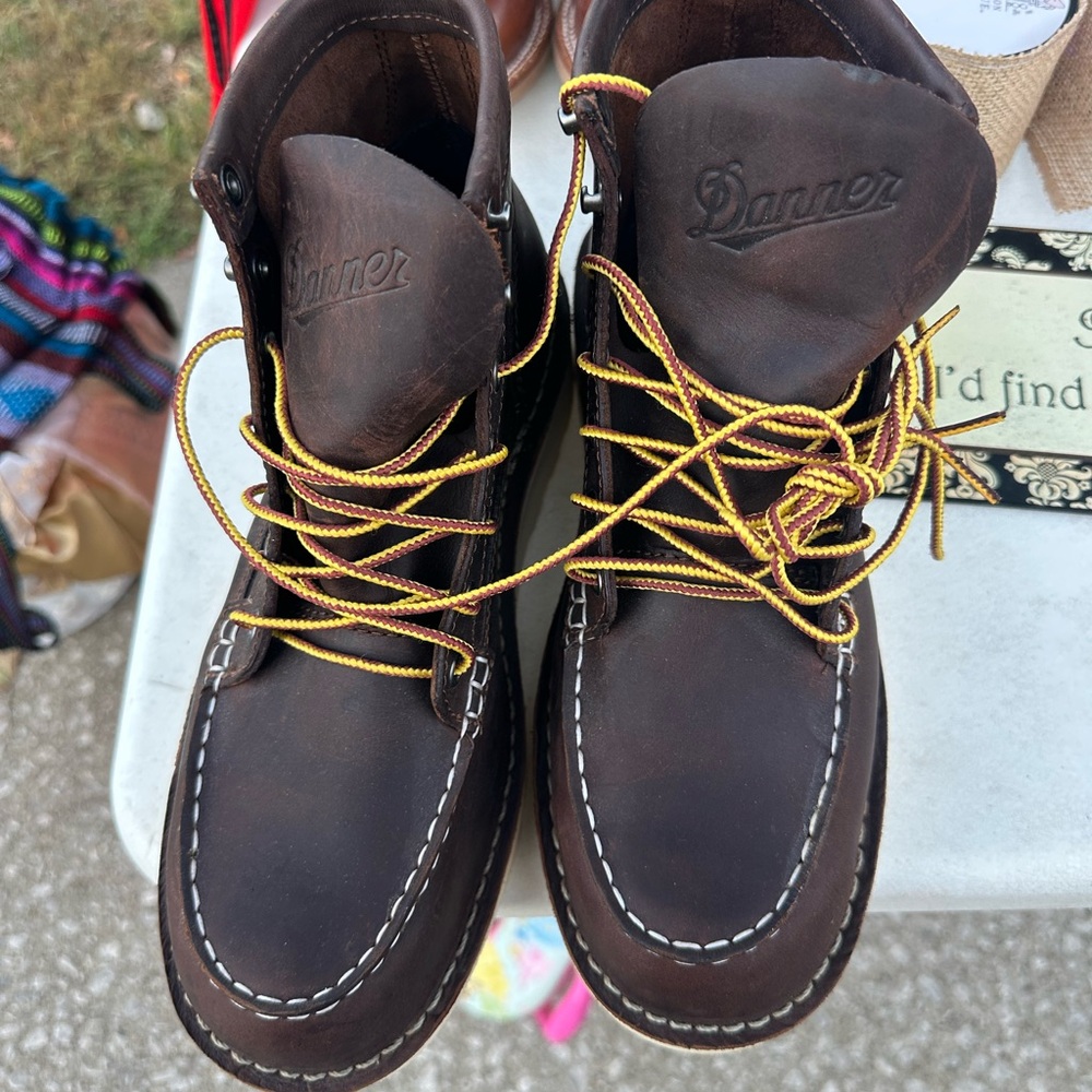 Danner Men's Dark Brown Leather Boots with Yellow Laces